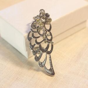Whimsical Angel Wing Silver-Tone Ear Cuff - Missing Rhinestone!